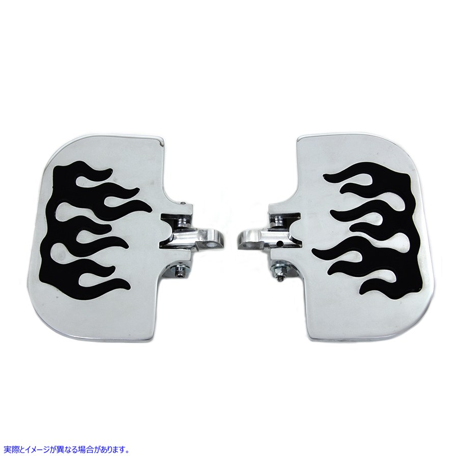 27-0928 フレームデザインのパッセンジャーミニフットボードセット 取寄せ Vツイン Passenger Mini Footboard Set with Flame De