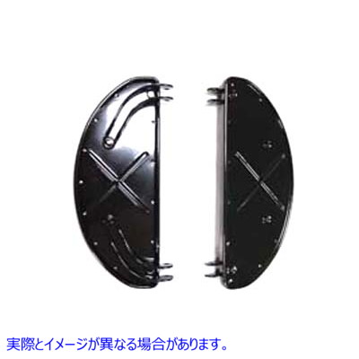 27-0947 レプリカドライバー半月型フットボードセット グロスブラック 取寄せ Vツイン Half Moon Footboard Set Gloss Black (検