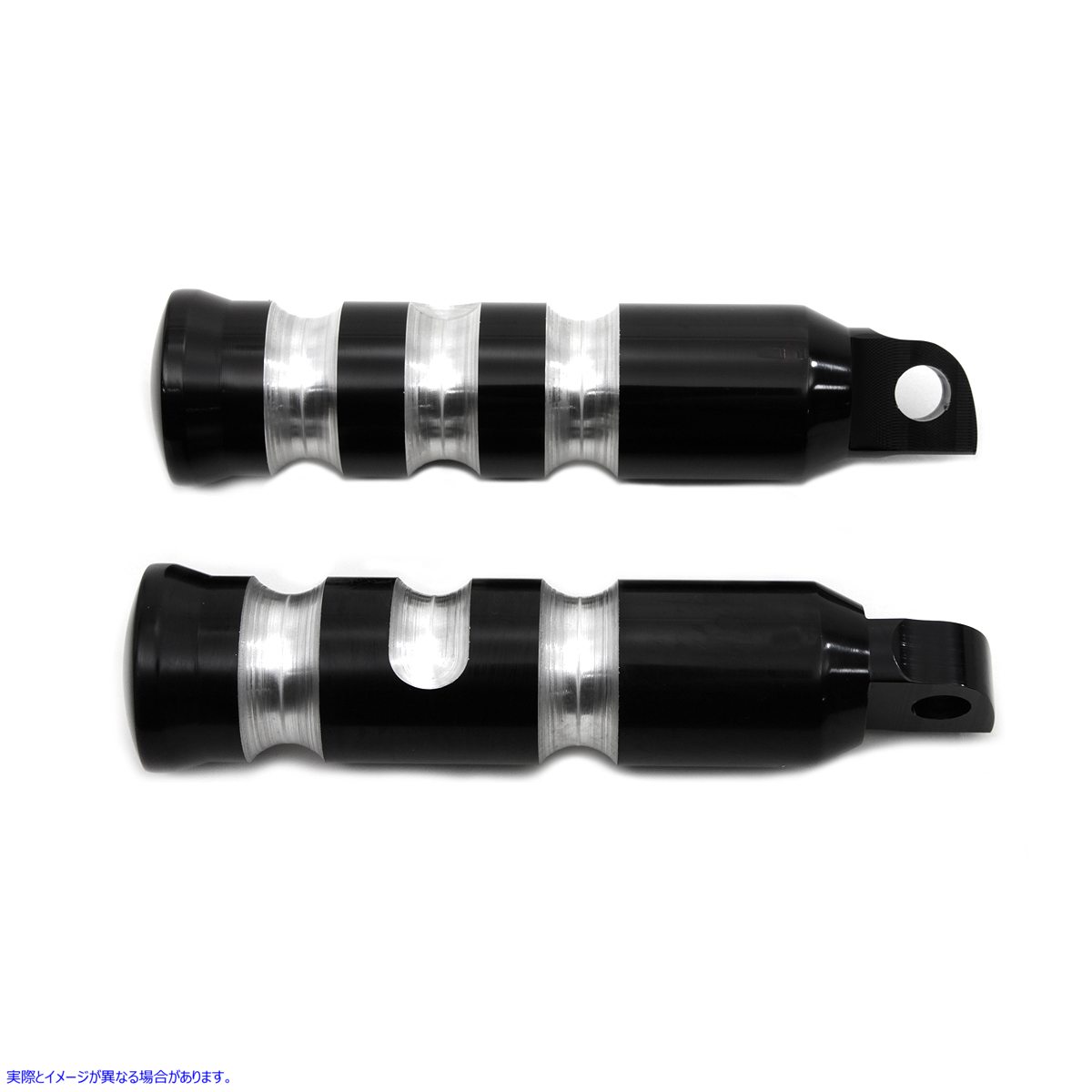 27-1056 ブラック輪郭溝付きフットペグセット 取寄せ Vツイン Black Contour Grooved Footpeg Set (検索用／