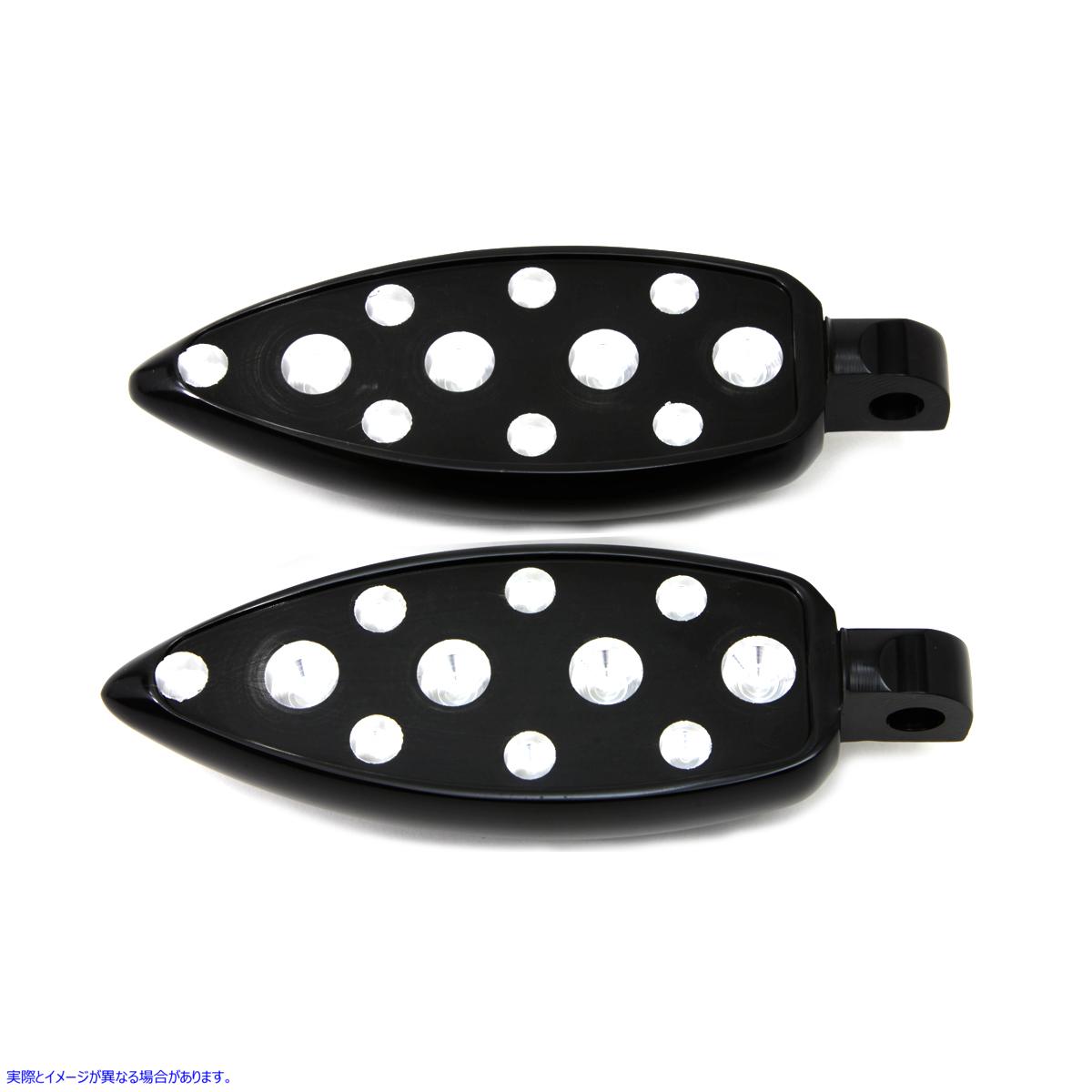 27-1065 ブラック ティアドロップ スタイル フットペグ セット 取寄せ Vツイン Black Teardrop Style Footpeg Set (検索用／