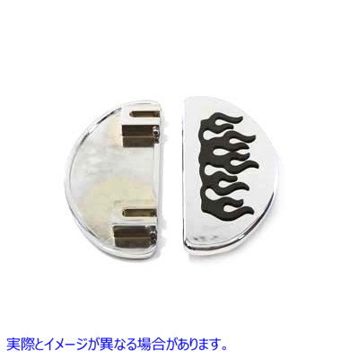 27-1202 フレームデザインのドライバーフットボードセット 取寄せ Vツイン Driver Footboard Set with Flame Design (検索用／
