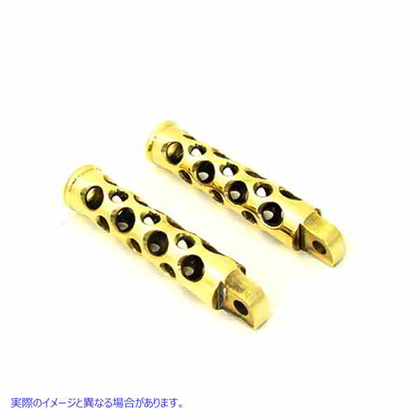 27-1765 スイスチーズスタイル フットペグセット 真鍮 取寄せ Vツイン Swiss Cheese Style Footpeg Set Brass (検索用／