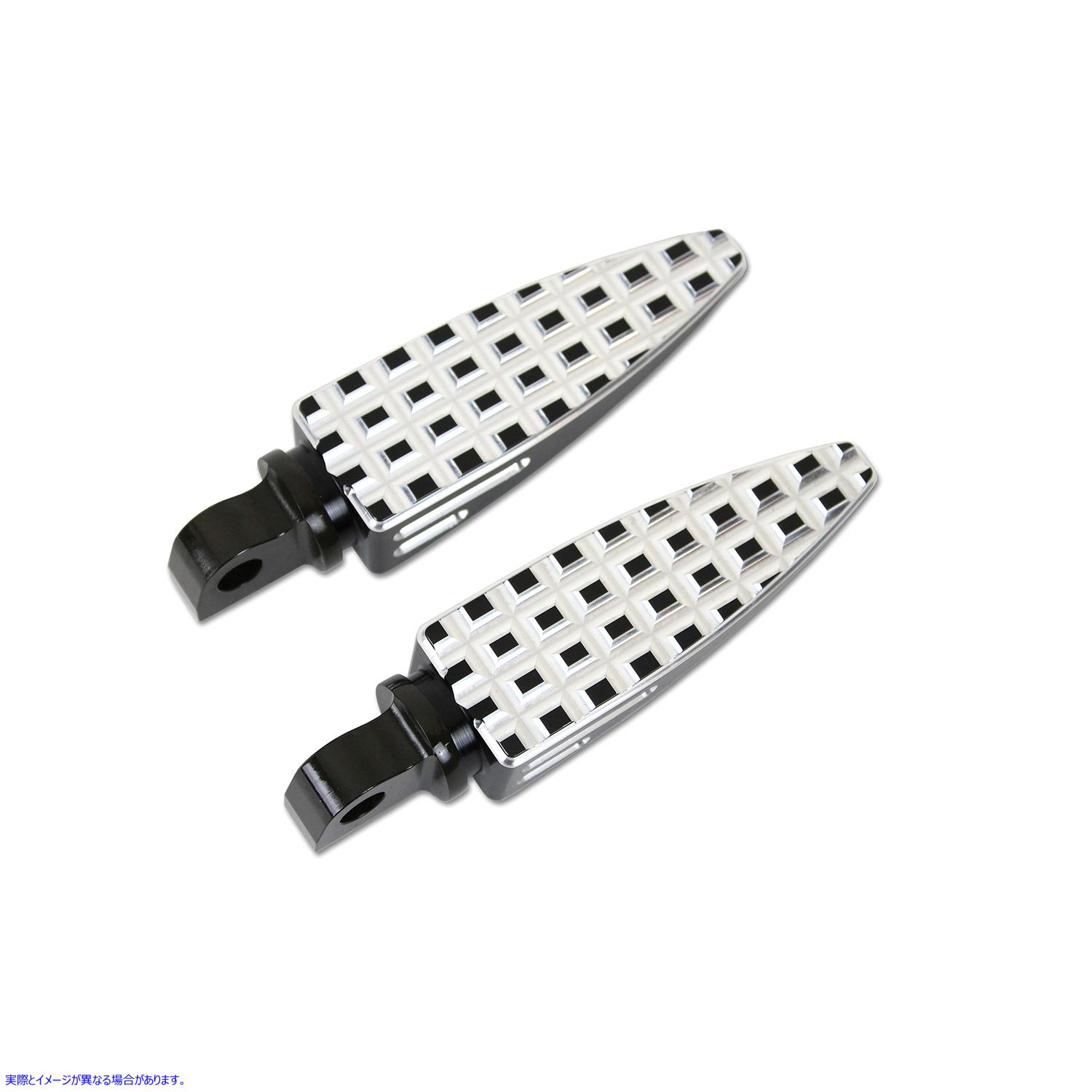 27-1783 シルバーのハイライトが付いたブラックの調整可能なフットペグセット 取寄せ Vツイン Black Adjustable Footpeg Set wit