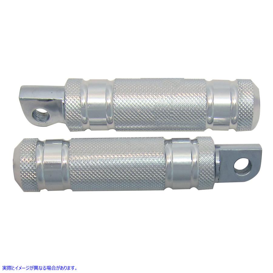 27-2105 シルバーローレット4溝フットペグセット 取寄せ Vツイン Silver Knurled Four Grooved Footpeg Set (検索用／