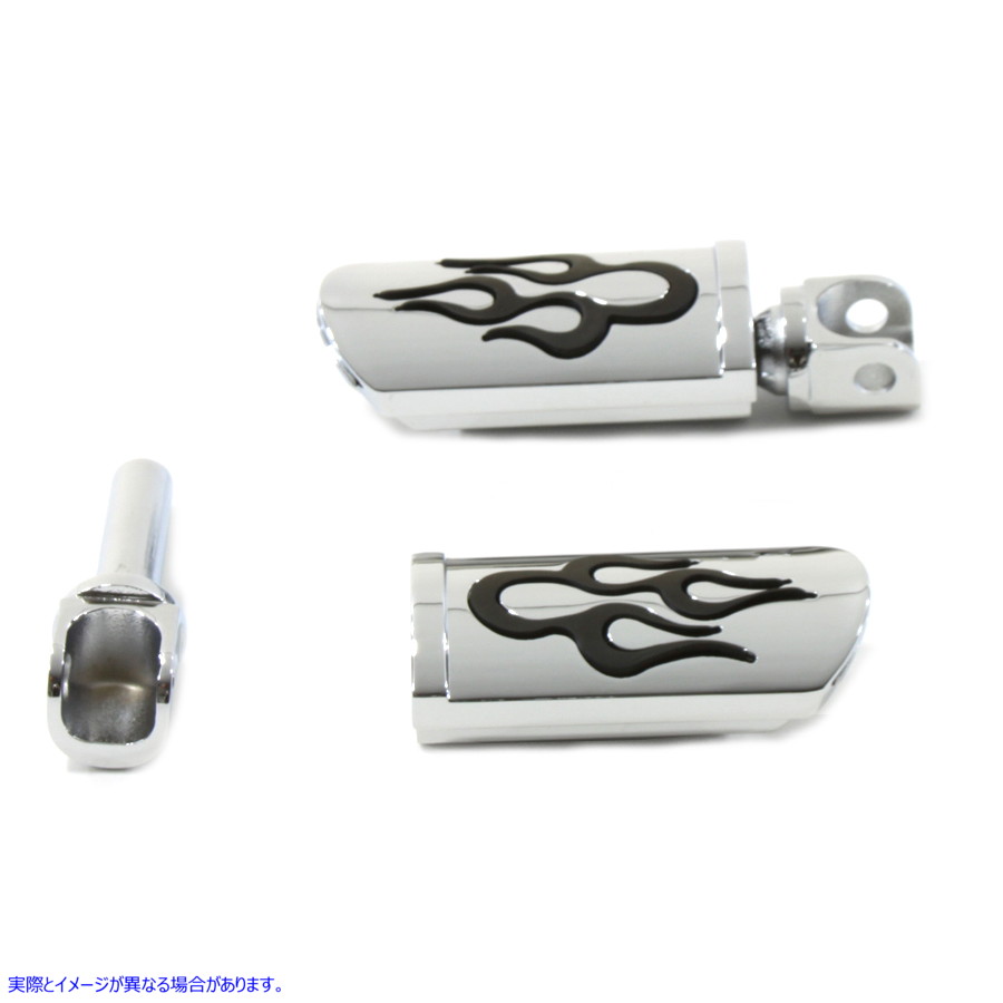27-3550 フレーム スタイル アジャスタブル フットペグ セット クローム 取寄せ Vツイン Flame Style Adjustable Footpeg Set Ch