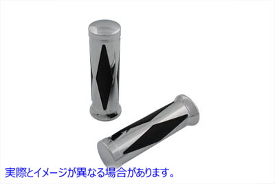 28-0446 ダイヤモンド スタイル グリップ セット (クローム エンド キャップ付き) 取寄せ Vツイン Diamond Style Grip Set with