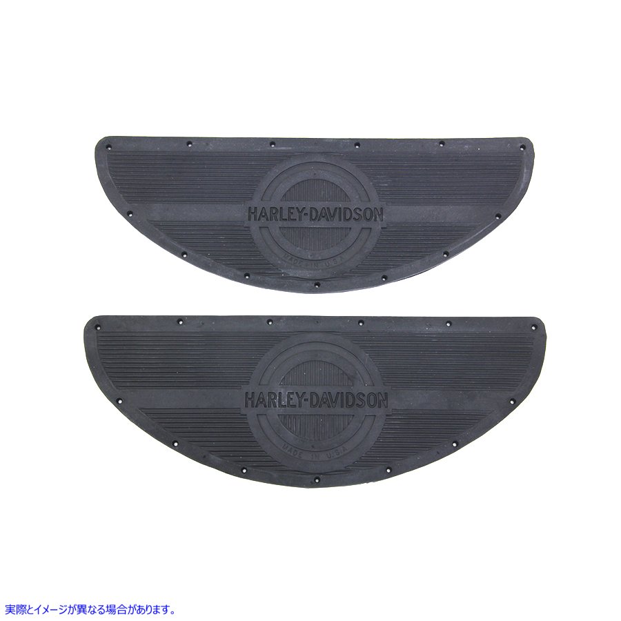 28-0858 ブラックラバーフットボードマットセット 取寄せ Vツイン Black Rubber Footboard Mat Set (検索用／