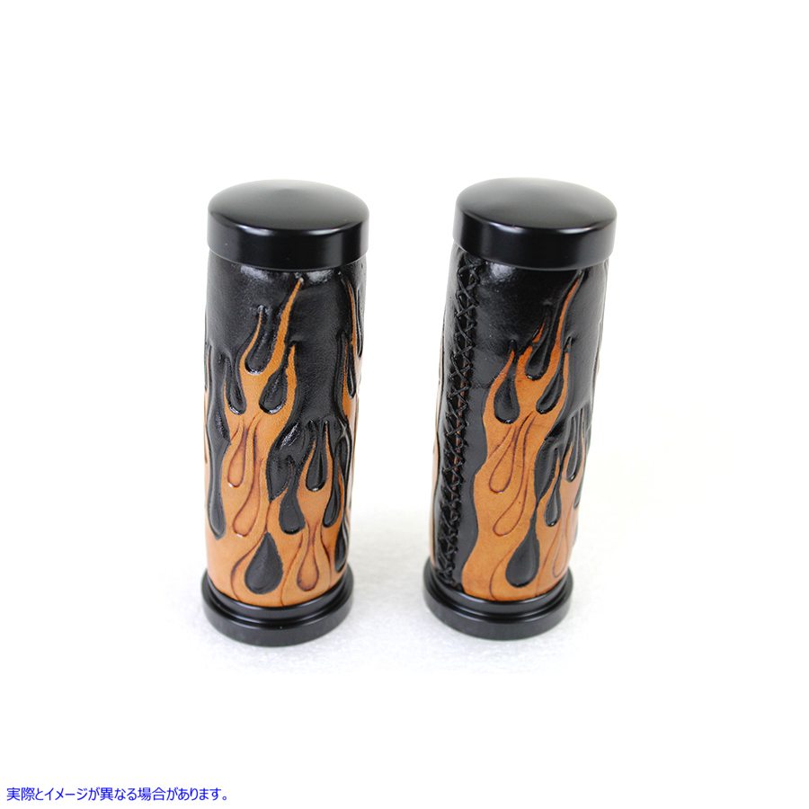 28-0892 アンバーフレームスタイルスロットルバイワイヤーグリップセット、ブラックエンド付き 取寄せ Vツイン Amber Flame Styl