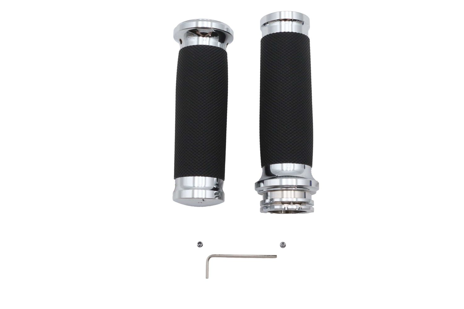 28-3514 取寄せ Vツイン Ultima Black Grip Set with Chrome End Caps (検索用／)