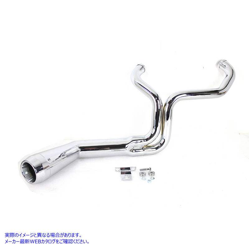29-0026 FLT オフセット メガホン 2:1 1-3/4 インチ エキゾースト クローム (Chro 付き) 取寄せ Vツイン FLT Offset Megaphone 2