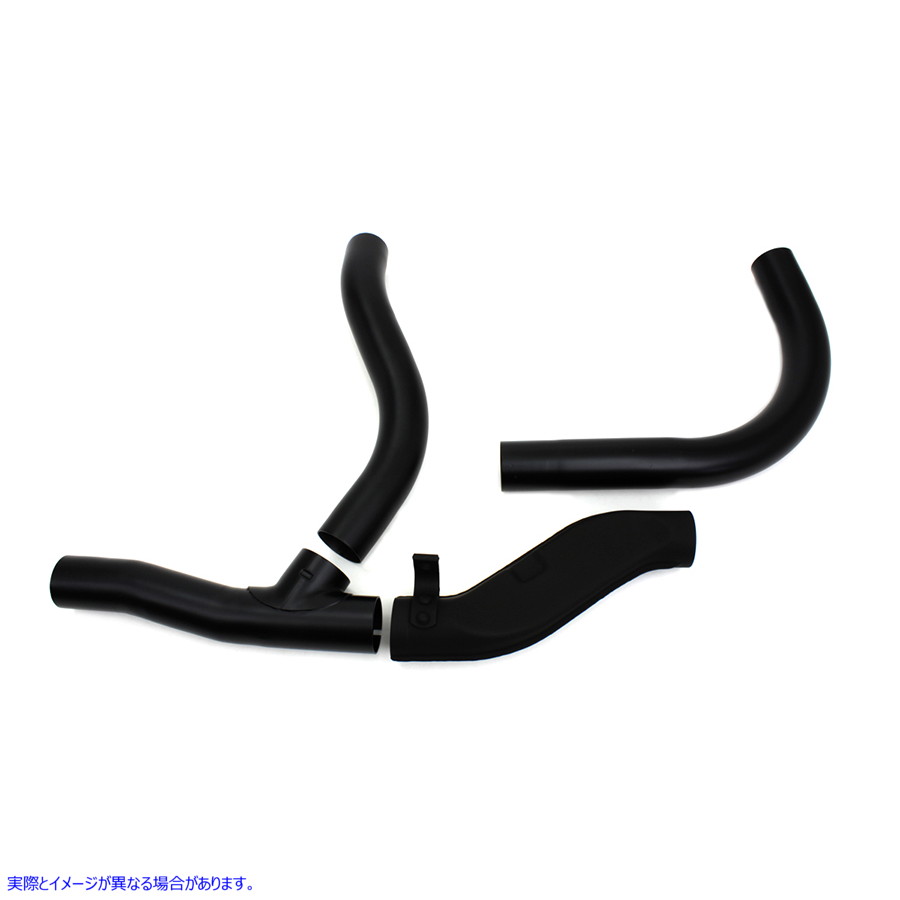29-1115 レプリカ 2 in 1 排気管ヘッダー セット ブラック 取寄せ Vツイン Replica 2 into 1 Exhaust Pipe Header Set Black (検
