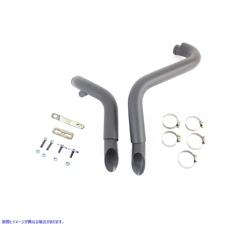 30-0021 ストレートダウンドラッグパイプセット ブラック ヒートシールド付き 取寄せ Vツイン Straight Down Drag Pipe Set Blac