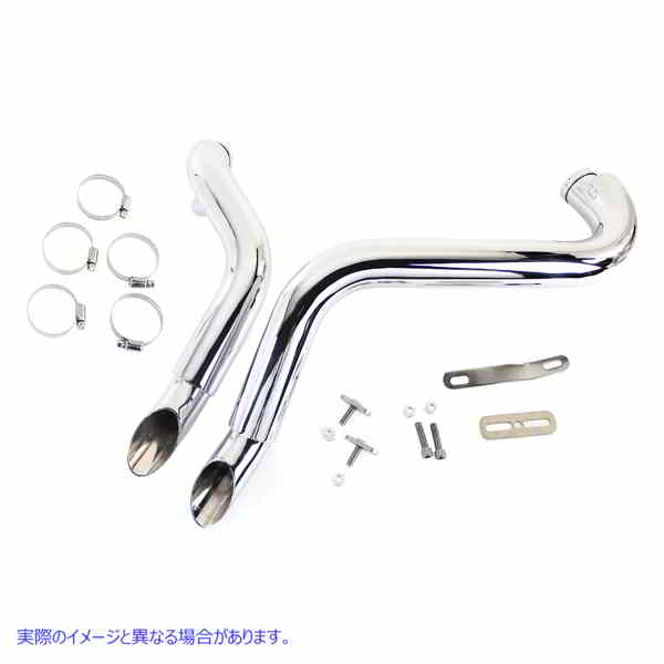 30-0022 ストレートダウンドラッグパイプセット クローム ヒートシールド付き 取寄せ Vツイン Straight Down Drag Pipe Set Chro
