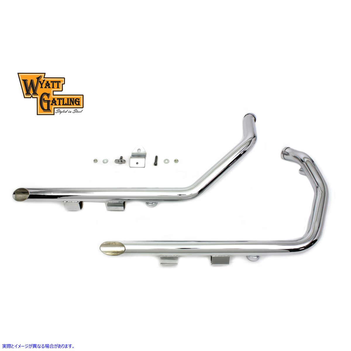 30-0071 ワイアットガトリングエキゾーストドラッグパイプセット スラッシュカット 取寄せ Vツイン Wyatt Gatling Exhaust Drag