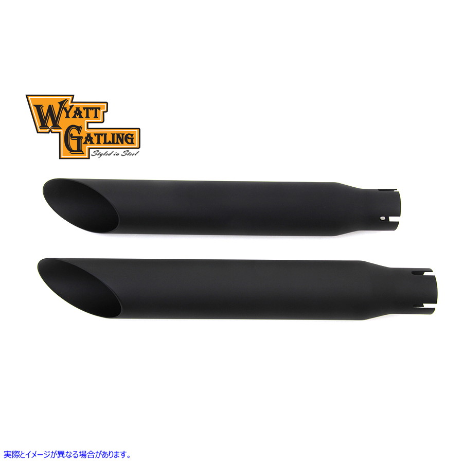 30-0438 ワイアット ガトリング ブラック スラッシュ スリップオン マフラー セット 取寄せ Vツイン Wyatt Gatling Black Slash