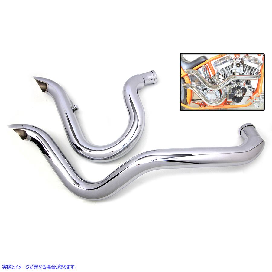 30-0541 エキゾーストドラッグパイプセット スラッシュカット 取寄せ Vツイン Exhaust Drag Pipe Set Slash Cut (検索用／