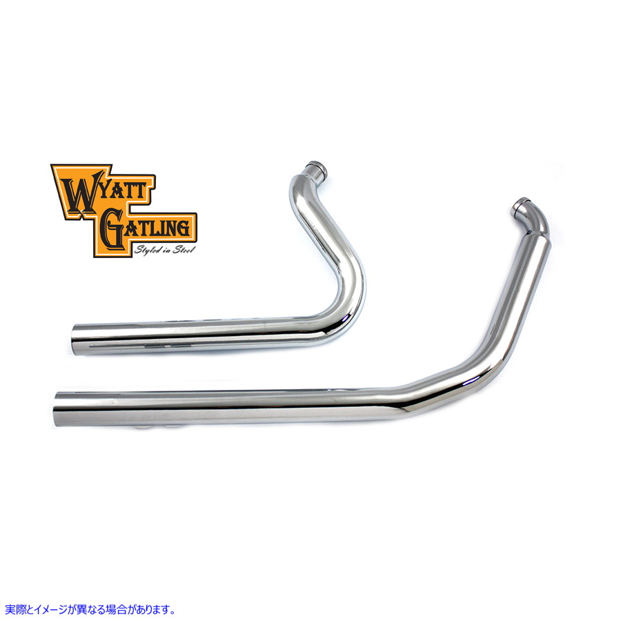 30-0551 ワイアットガトリングエキゾーストドラッグパイプセット ストレートカット 取寄せ Vツイン Wyatt Gatling Exhaust Drag