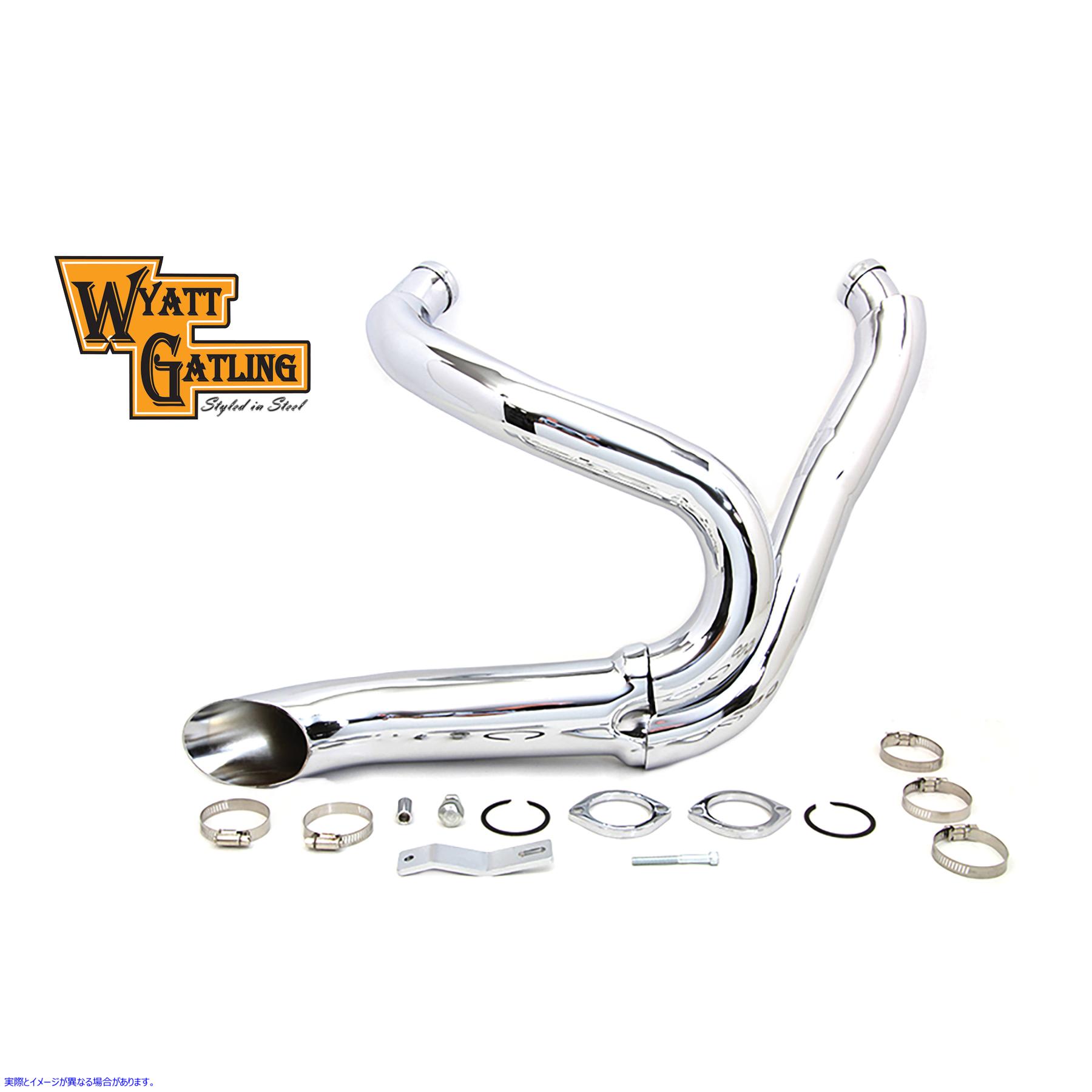 30-0772 クローム ワイアット ガトリング 2 into 1 排気管ヘッダー キット 取寄せ Vツイン Chrome Wyatt Gatling 2 into 1 Exhau