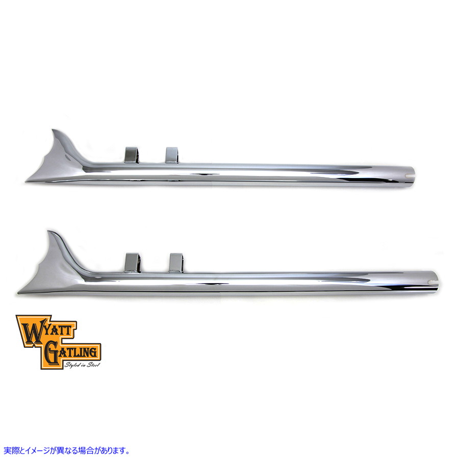 30-0781 ワイアット ガトリング 32 インチ スカラップ フィッシュテール セット クローム 取寄せ Vツイン Wyatt Gatling 32 inch