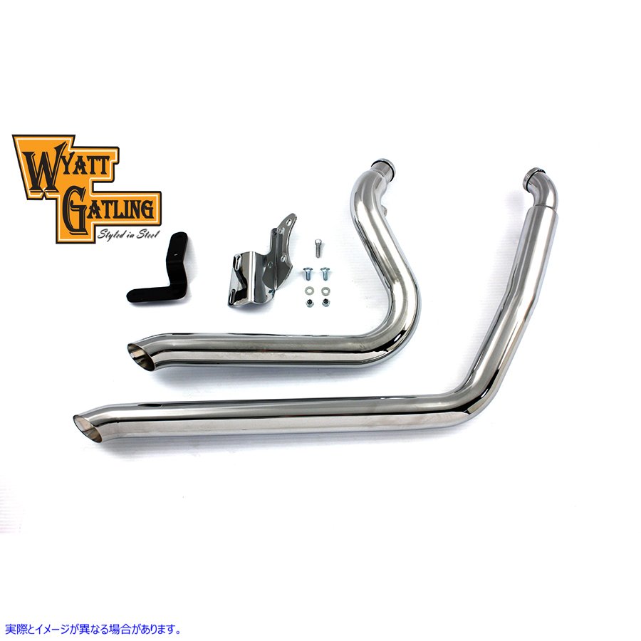 30-0792 ワイアット ガトリング エキゾーストドラッグパイプセット サイドスイーパー 取寄せ Vツイン Wyatt Gatling Exhaust Dra