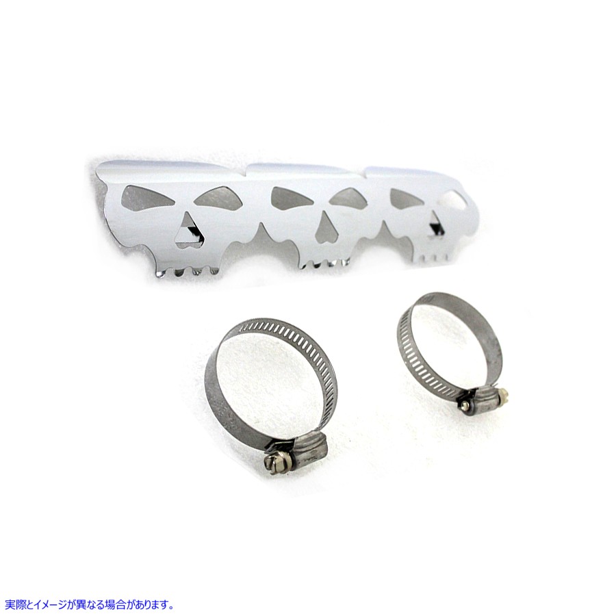 30-0887 クロームスカルヒートシールド 取寄せ Vツイン Chrome Skull Heat Shield (検索用／