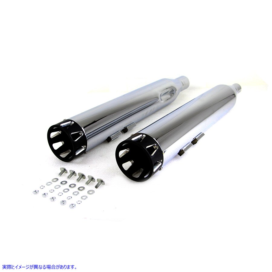 30-1377 M8 ブラックハイライトビレットチップスリップオンマフラーセット 取寄せ Vツイン M8 Revolver FLT Muffler Set with Bl