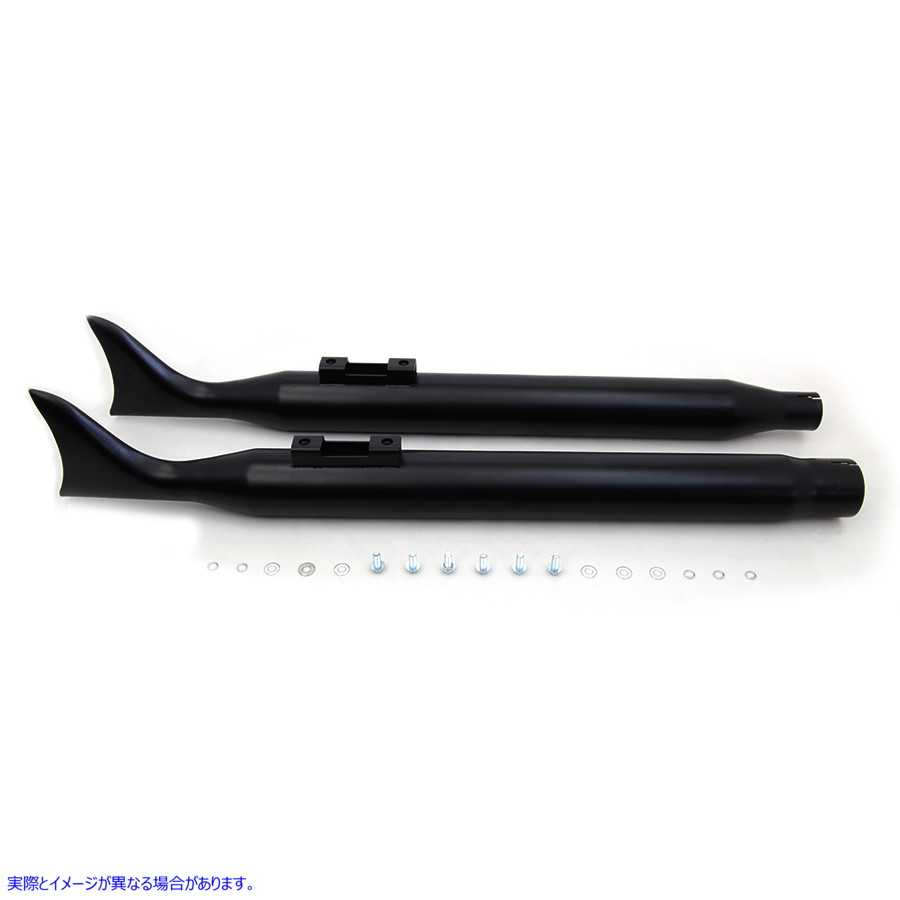 30-1391 M8 ブラックフィッシュテールマフラーセット 取寄せ Vツイン M8 Black Fishtail Muffler Set (検索用／