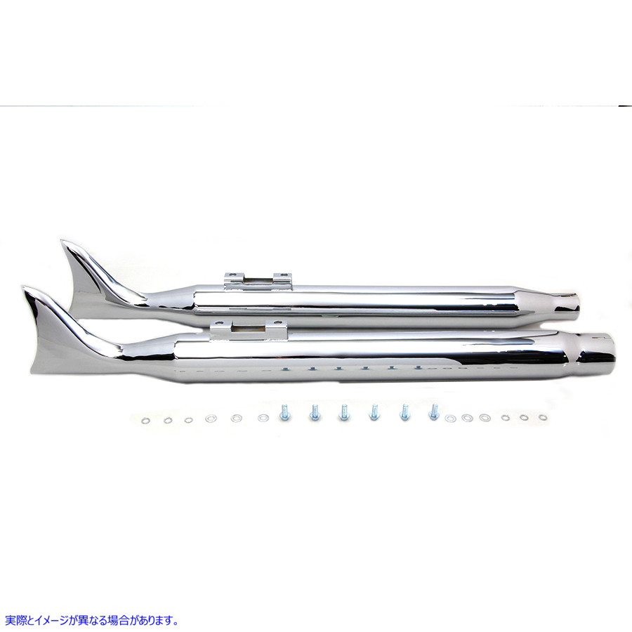 30-1606 M8 クロームフィッシュテールマフラーセット 取寄せ Vツイン M8 Chrome Fishtail Muffler Set (検索用／