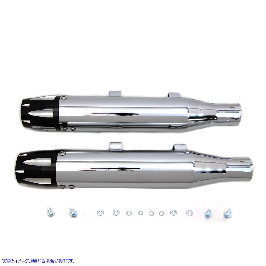 30-1611 クロームハイライトリボルバーチップマフラーセット 取寄せ Vツイン Chrome Highlighted Revolver Tip Muffler Set (検