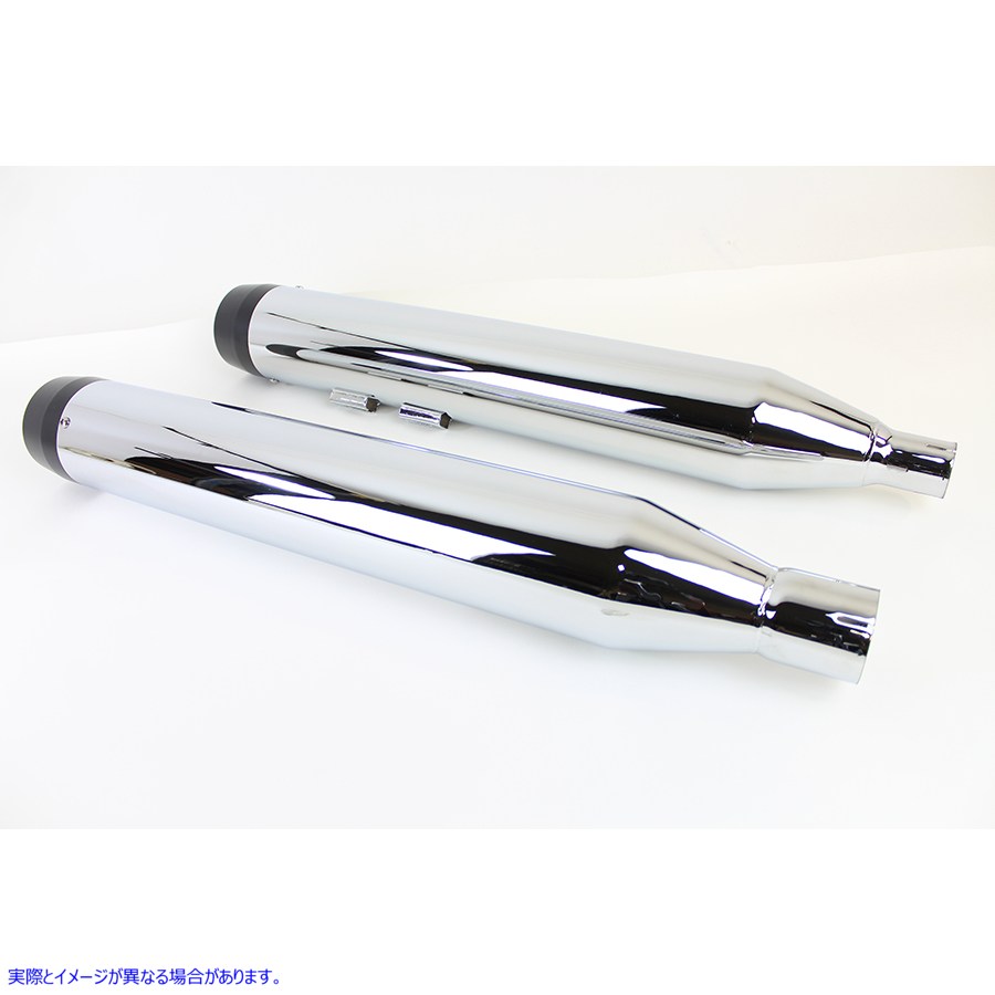 30-1653 32 インチ クローム マフラー セット (ブラック テーパー エンド チップ付き) 取寄せ Vツイン 32 inch Chrome Muffler S
