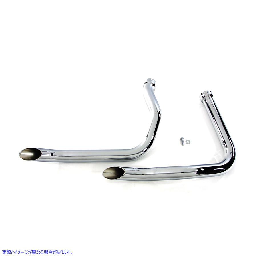 30-3128 スラッシュカットエンド付きエキゾーストグースドラッグパイプセット 取寄せ Vツイン Exhaust Goose Drag Pipe Set with