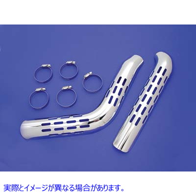 30-3170 排気熱シールドセット 穴あきスタイル クローム 取寄せ Vツイン Exhaust Heat Shield Set Perforated Style Chrome (検