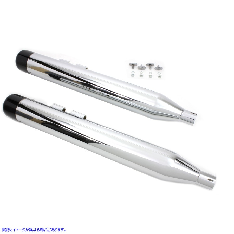 30-3183 ブラックホローポイントエンドチップ付きマフラーセット 取寄せ Vツイン Muffler Set with Black Hollow Point End Tips