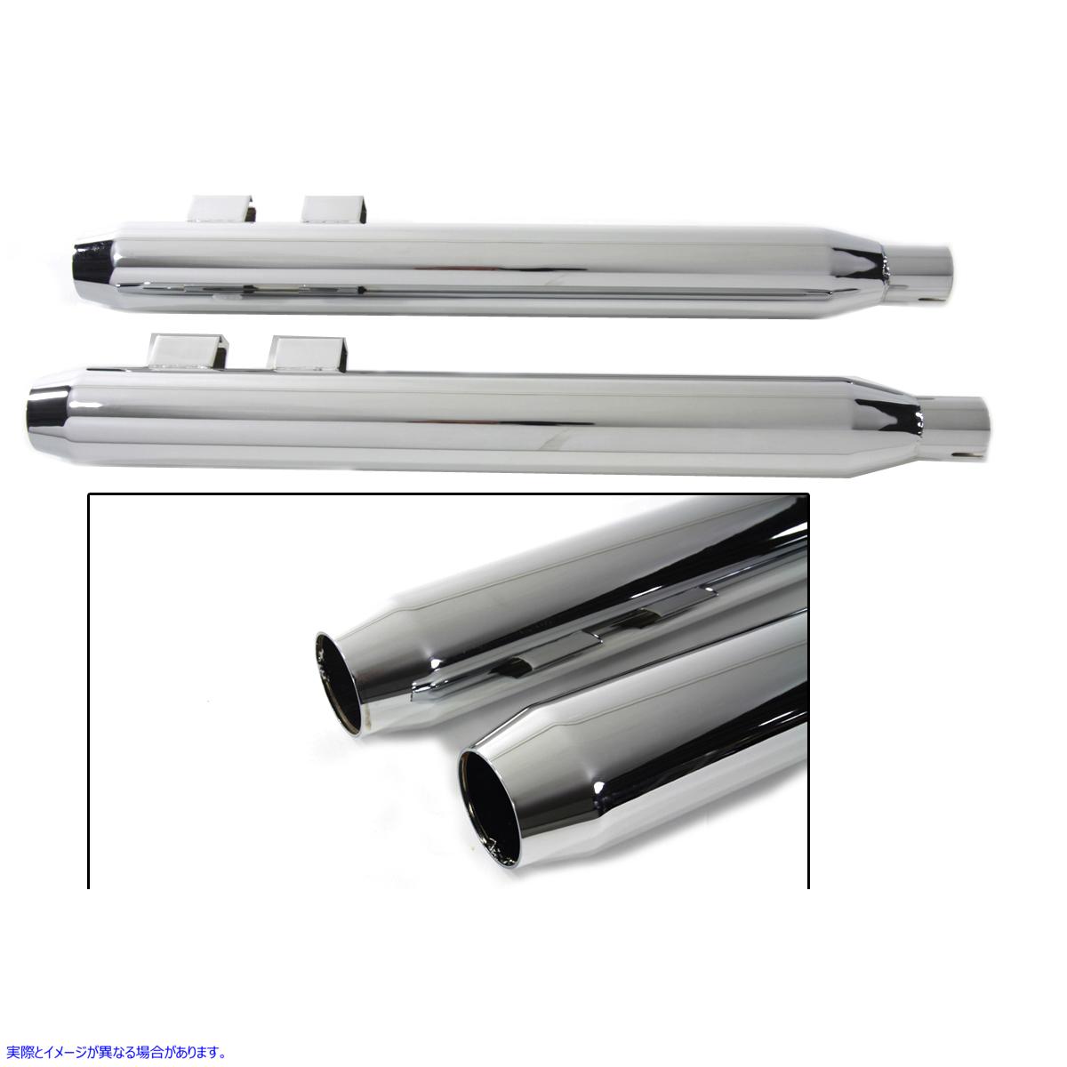 30-3184 クロームショートテーパーエンドチップ付きマフラーセット 取寄せ Vツイン Muffler Set With Chrome Short Tapered End