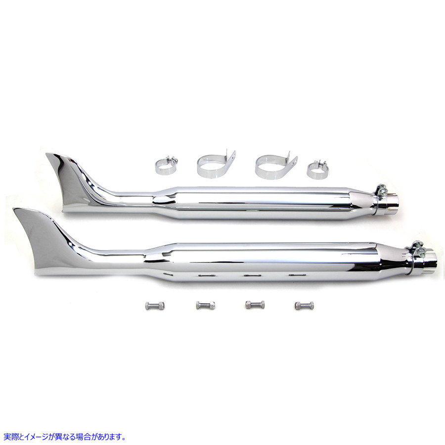 30-3185 クロームフィッシュテールマフラーキット 30インチ 取寄せ Vツイン Chrome Fishtail Muffler Kit 30 inch (検索用／