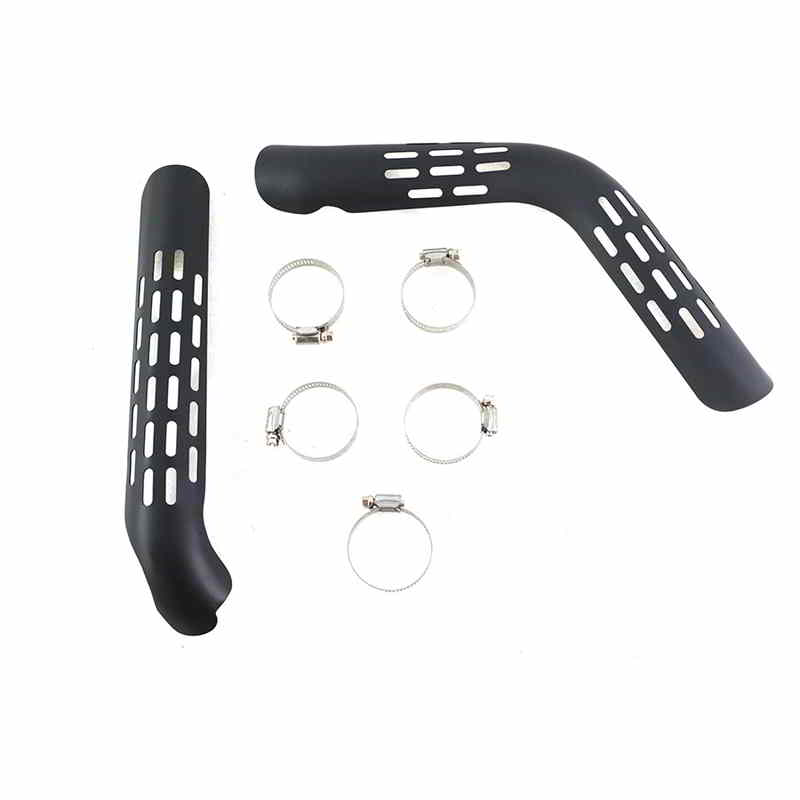 30-3206 排気熱シールドセット 穴あきスタイル ブラック 取寄せ Vツイン Exhaust Heat Shield Set Perforated Style Black (検索