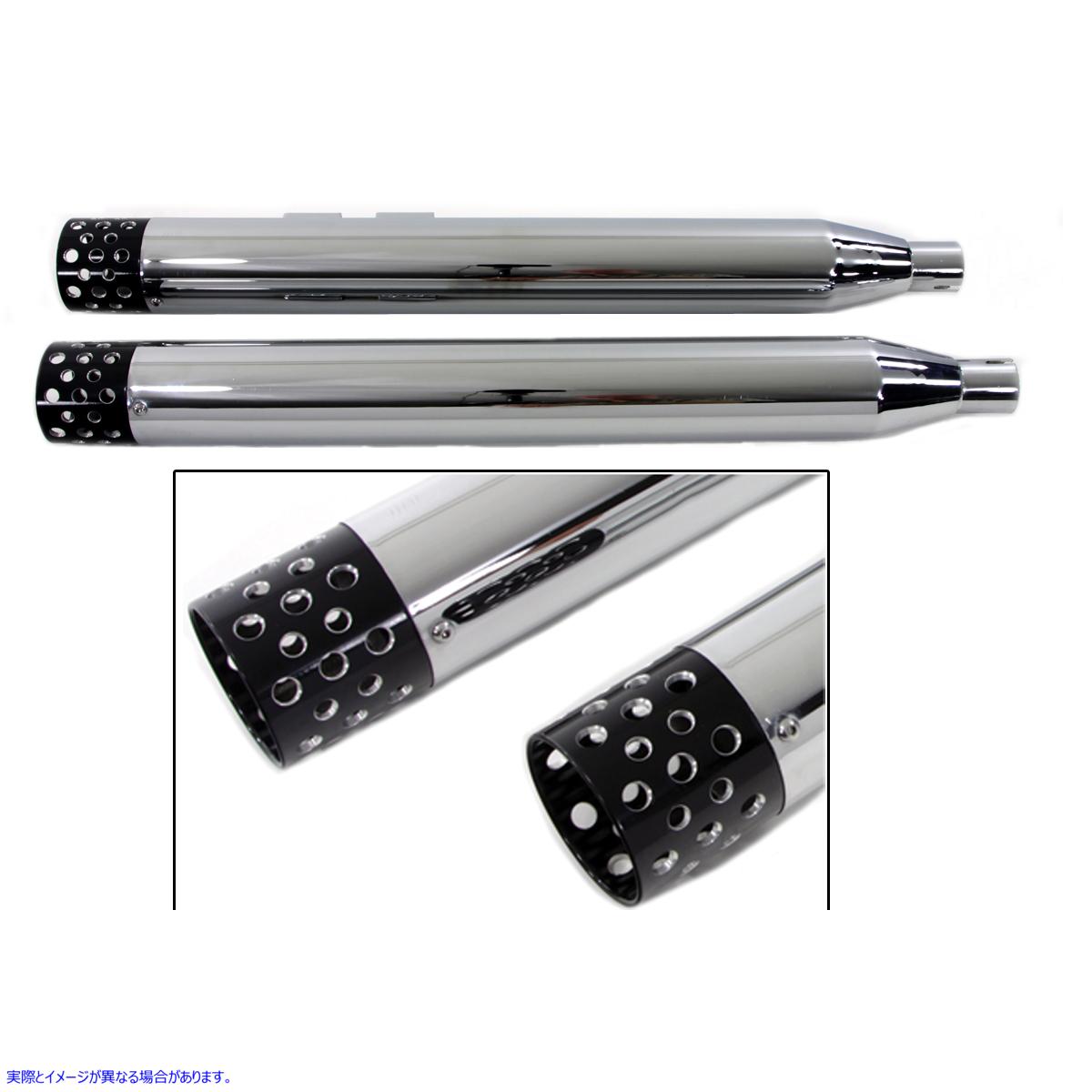 30-3382 ブラックシュータースタイルエンド付きマフラーセット 取寄せ Vツイン Muffler Set with Black Shooter Style Ends (検