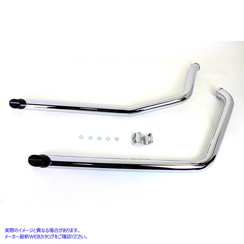 30-3399 ドラッグパイプセットスラッシュカットエンド、黒いロングチップ付き 取寄せ Vツイン Drag Pipe Set Slash Cut End with