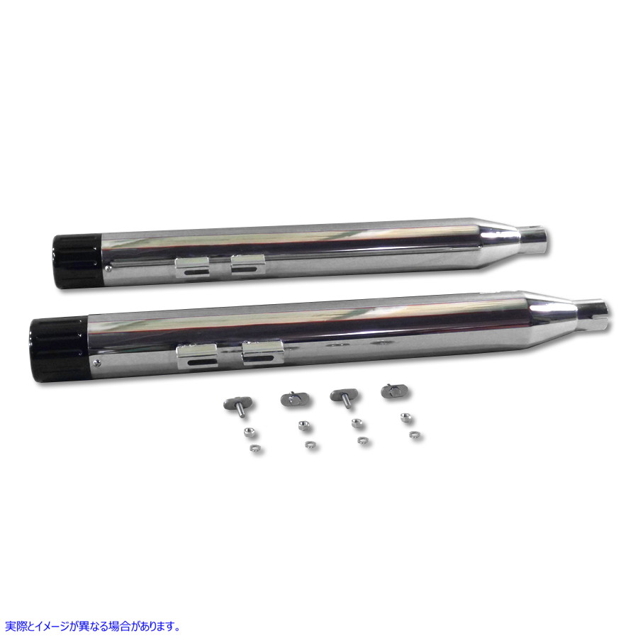 30-4056 ブラックリボルバーエンドチップ付きマフラーセット 取寄せ Vツイン Muffler Set with Black Revolver End Tips (検索用