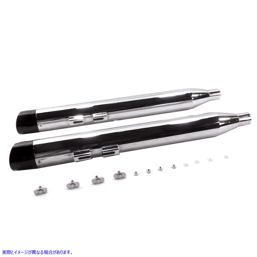 30-4094 スラッシュカットエンドチップ付きクロームマフラーセット 取寄せ Vツイン Chrome Muffler Set with Slash Cut End Tips