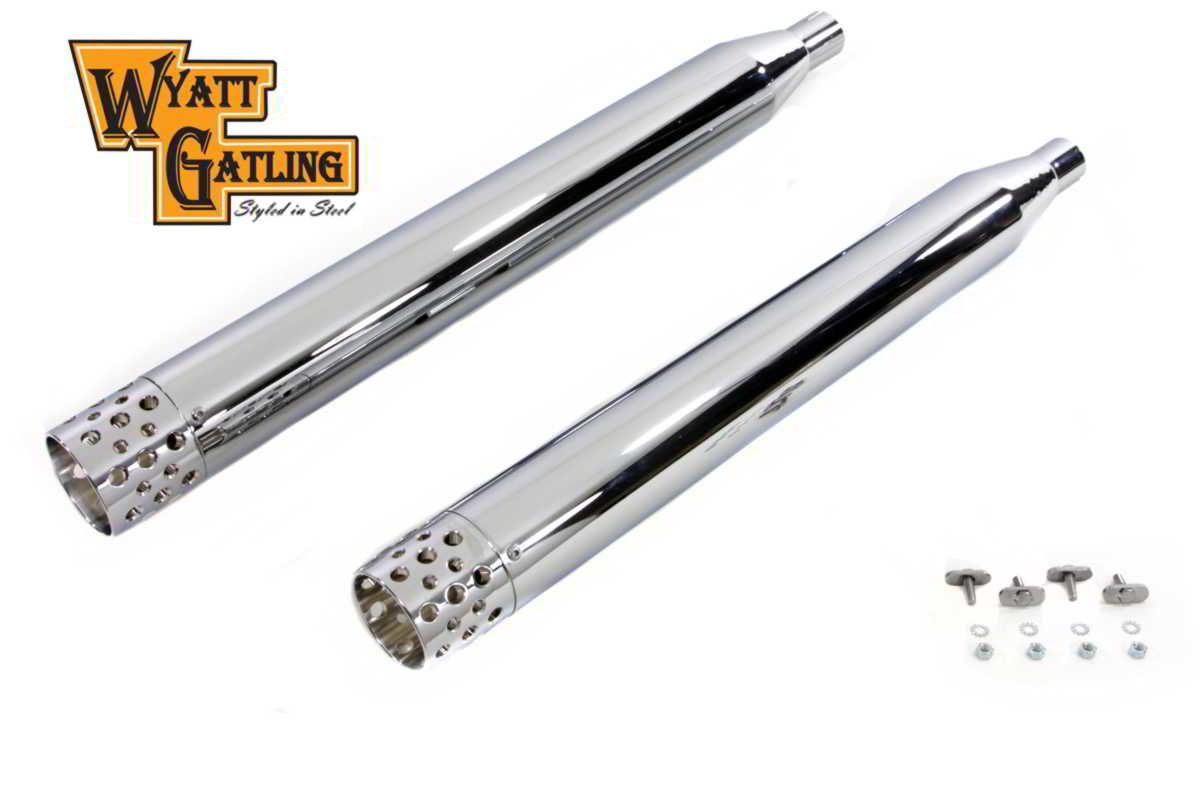 30-7067 取寄せ Vツイン Factory Sample Wyatt Gatling Muffler Set Chrome (検索用／)