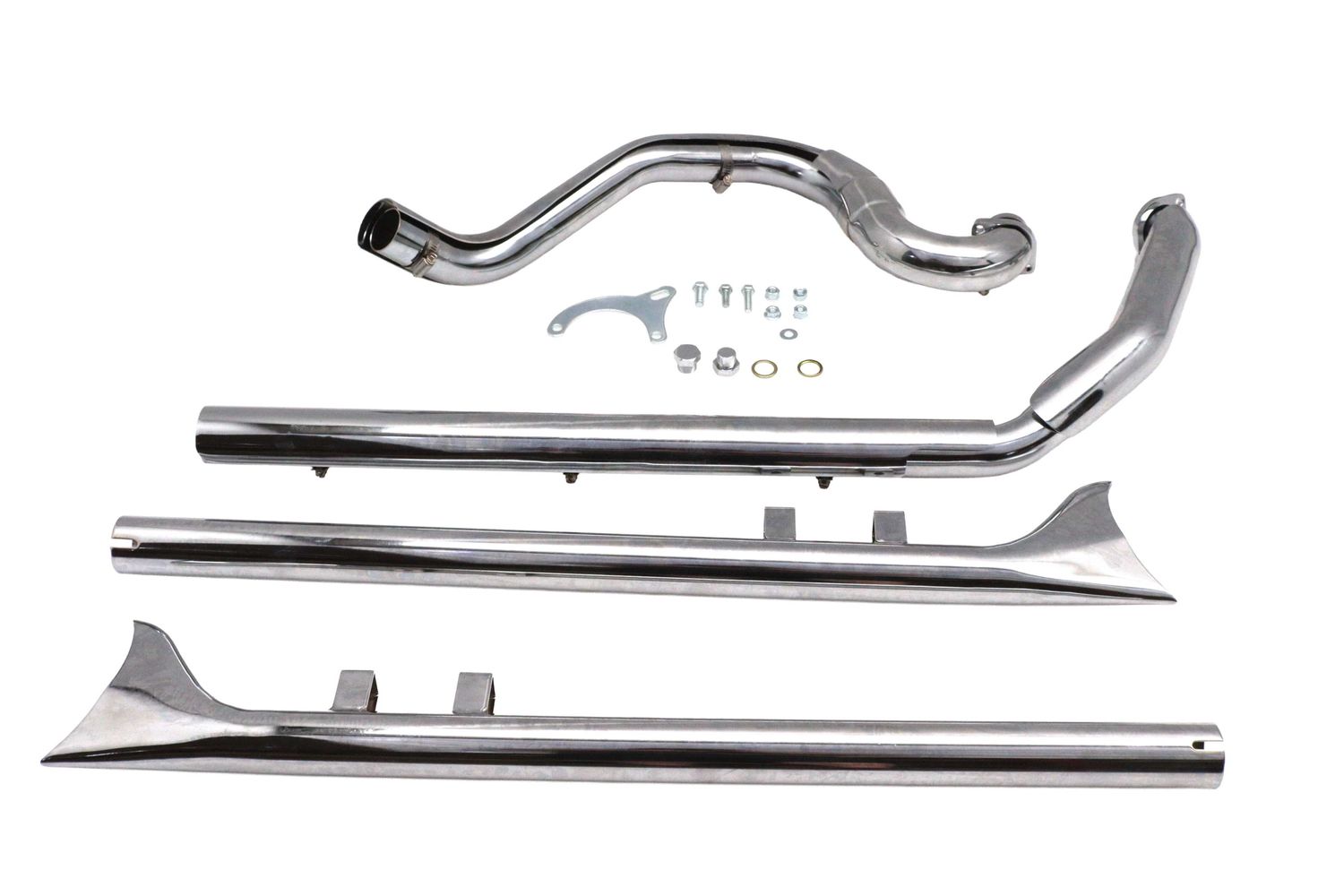 30-7076 取寄せ Vツイン Factory Sample True Dual Header with Fishtails Chrome (検索用／)