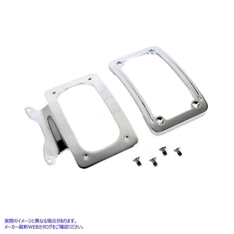 31-0018 フレームクローム付き湾曲ナンバープレート 取寄せ Vツイン Curved License Plate with Frame Chrome (検索用／67900056