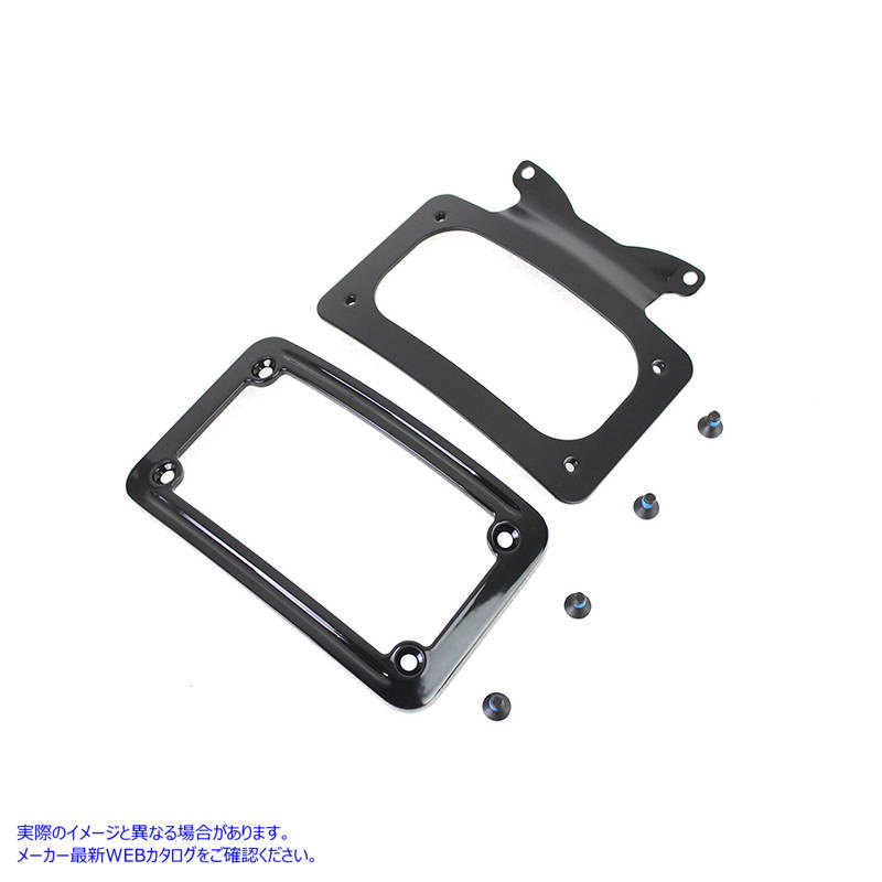 31-0019 カーブナンバープレート フレーム付き ブラック 取寄せ Vツイン Curved License Plate with Frame Black (検索用／67900