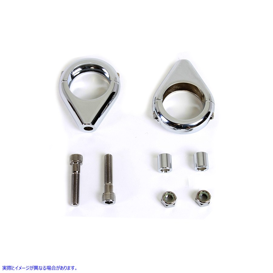 31-0084 クローム ターン シグナル クランプ キット 39mm フォーク 取寄せ Vツイン Chrome Turn Signal Clamp Kit 39mm Forks (