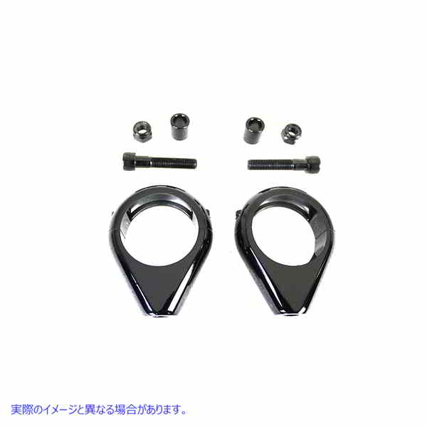 31-0089 ブラック ターン シグナル クランプ キット 41mm フォーク 取寄せ Vツイン Black Turn Signal Clamp Kit 41mm Forks (検