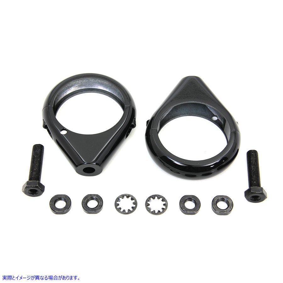 31-0092 ブラック ターン シグナル クランプ キット 49mm フォーク 取寄せ Vツイン Black Turn Signal Clamp Kit 49mm Forks (検