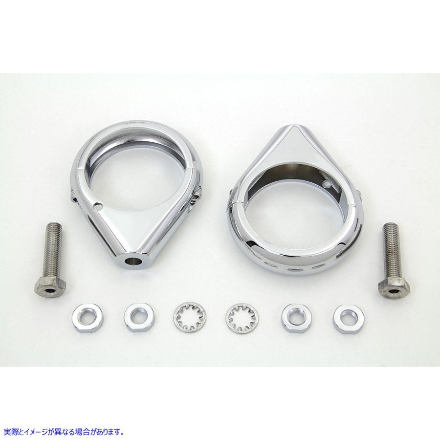 31-0094 クローム ウインカー クランプ キット 49mm フォーク 取寄せ Vツイン Chrome Turn Signal Clamp Kit 49mm Forks (検索用