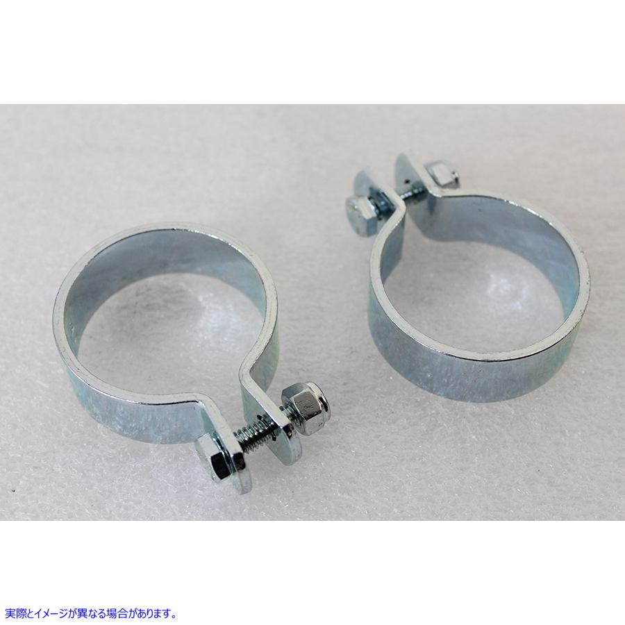 31-1263 亜鉛 1-7/8 インチマフラークランプセット 取寄せ Vツイン Zinc 1-7/8 inch Muffler Clamp Set (検索用／
