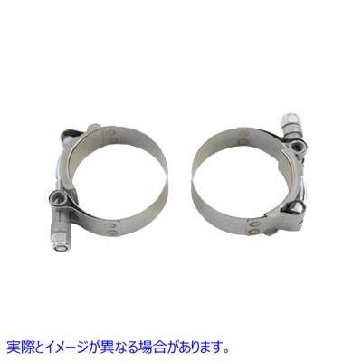 31-2111 ステンレス製六角ナット式エキゾーストクランプセット 取寄せ Vツイン Stainless Steel Hex Nut Type Exhaust Clamp Set